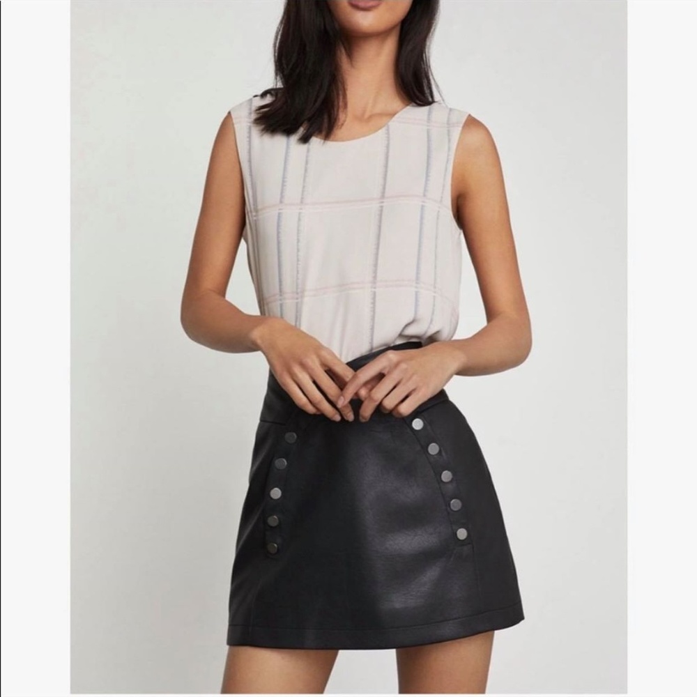 BCBGMaxazria Pleather Button Front Miniskirt
